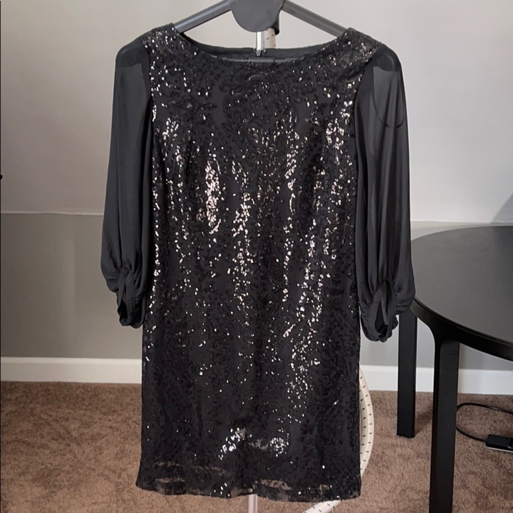 Eva Mendes Black Sequin Dress